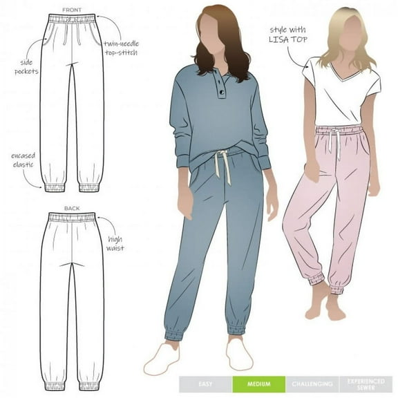 Style Arc Sewing Pattern Ernie Knit Pants Women