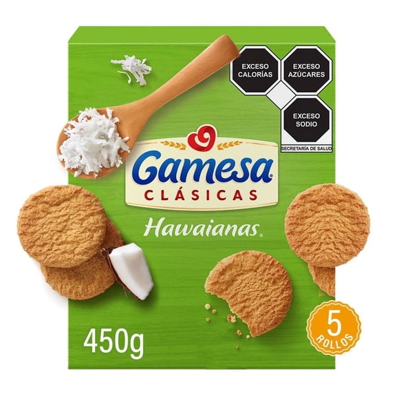Galletas Gamesa Clásicas Hawaianas sabor coco 450 g