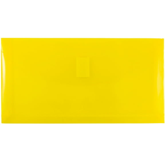 JAM Paper Plastic Expansion Envelopes, Hook & Loop Closure, #10 Booklet Wallet, 5 1/4 x 10, 1 in Expansion, Yellow, 3/Pack