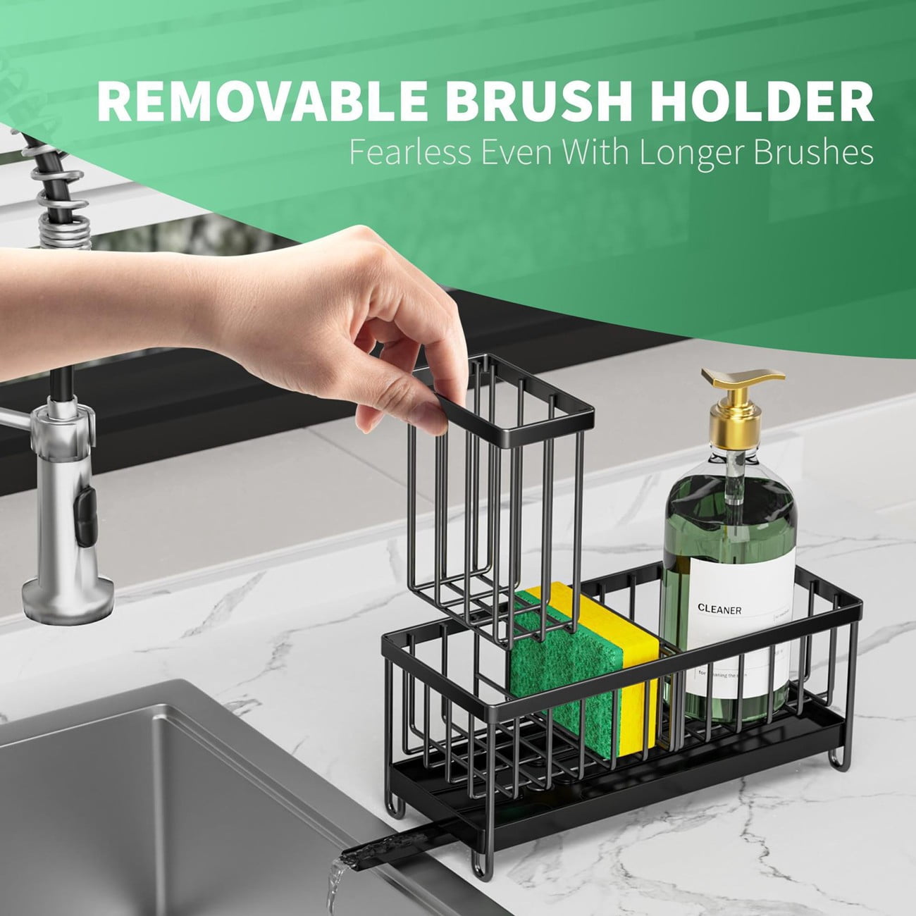 Kitchen Sink Rack Sponge Holder Soap Dish Drain Storage Organizer Brush Holder