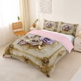 thumbnail image 2 of Erosebridal Teens Floral Rose Butterflies Queen Duvet Cover Set,Romantic Vintage Bedding For Girls Boys,Gold Purple,Pink Reversible,3 Pieces,No Comforter, 2 of 5