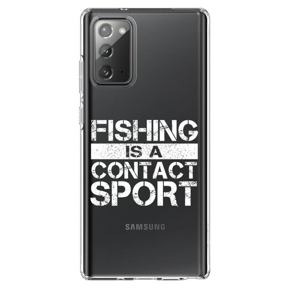 DistinctInk Clear Shockproof Hybrid Case for Galaxy Note 20 ULTRA (6.9" Screen) - TPU Bumper Acrylic Back Tempered Glass Screen Protector - Fishing is a Contact Sport