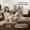 thumbnail image 4 of BedLuxury 110" Large Modular Sectional Cloud Sofa with Removable Storage Ottoman, Extra Deep Seat Couch, Living Room Furniture, Chenille Brown, 4 of 12