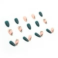 thumbnail image 3 of Fofosbeauty 24pcs Medium False Nails, Press-on Nails Designs 2023, Almond Leaf French Gel Ink Green, 3 of 8