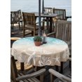 thumbnail image 2 of Outdoor Tablecloth with Umbrella Hole for Patio/Picnic/Party/Camping, Teal Ombre Coastal Waterproof Table Cloth Round Cover Washable, Sea Nautical Summer Beach Starfish Coral (Dia 54"), 2 of 8