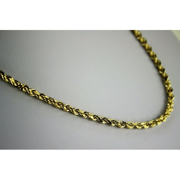 Authentic 10k Yellow Gold Hollow Diamond Cut Rope Chain 2mm5mm