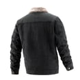 thumbnail image 2 of Men's Warm Sherpa Lined Denim Jacket Button Pockets Classic Trucker Outerwear Black L, 2 of 9