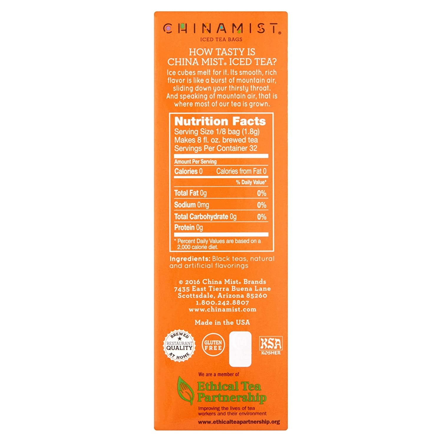China Mist Naturally Flavored Passion Fruit Iced Tea Bags, 4-Count Box, 6-Pack (Each Bag Yields 1/2 Gallon)