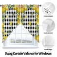 thumbnail image 3 of Summer Swag&nbsp;Curtains Lemon Flower Leaf Fruit Buffalo Plaid Kitchen Swag Valance Rod Pocket Curtain Valances Scalloped Window Treatment/Drapes for Living Room Bedroom, Each 28"W x 36"L, 3 of 8