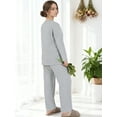 thumbnail image 5 of Homlouue Plus Size Lounge Sets for Women 2 Piece,Outfits for Women Solid Color Ribbed Wide Leg Pants and Long Sleeve,Perfect Gift for Family & Friends(Gray 1XL), 5 of 9