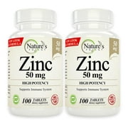2 Pack - Zinc Supplement 50mg for Immune Support (Total 200 Tablets)