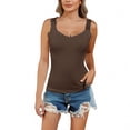 thumbnail image 2 of Helii Women's Lace Trim Cotton Camisole – 95% Cotton 5% Spandex Slim Fit Tank Top, Soft Stretchy Basic Layering Tank for Women, Everyday Undershirt with Lace Detail Brown,XL, 2 of 9