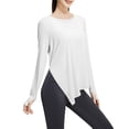 thumbnail image 2 of FNFYFH Long Sleeve Workout Tops for Women with Thumb Holes Side Split Loose Fit Gym Yoga Shirt Ice Silk Sun Protection Shirts, 2 of 8