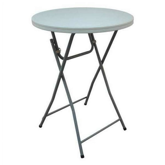 ZORO SELECT Round Folding Table, 32" Dia. W, 44" H, Blow Molded Polyethylene Top, White
