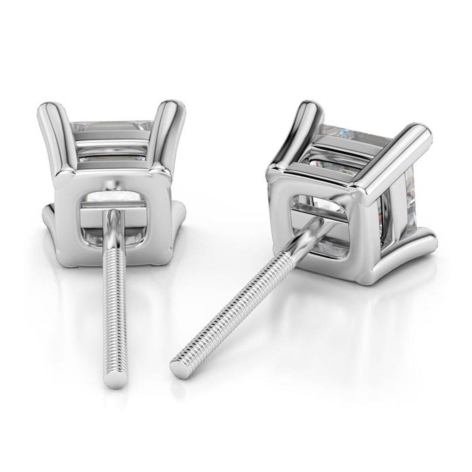 0.50 Carat Princess Cut Lab Created Diamond Stud Earrings for women Solid 14K White Gold Screw Back Studs Earring
