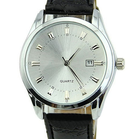 UDIYO Men Casual Faux Leather Band Date Calendar Dial Analog Quartz Wrist Watch