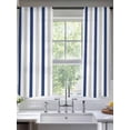 thumbnail image 3 of Navy Blue Stripe Semi Sheer Curtains 72 Inch Length 2 Panels Set, Geometric Grey White Vertical Striped Sheer Kitchen Curtain Privacy Voile Window Curtain for Living Room Bedroom Rod Pocket Drapes, 3 of 7