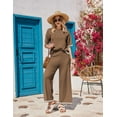thumbnail image 4 of EKOUAER Lounge Set for Women Travel Outfits 2 Piece Sets Short Sleeve Sweater Top Wide Leg Long Pants Loungewear, 4 of 8