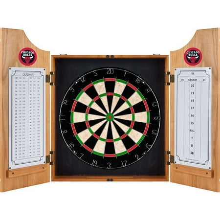 Chicago Bulls NBA Dart Cabinet Set with Darts and Board - Red, Black