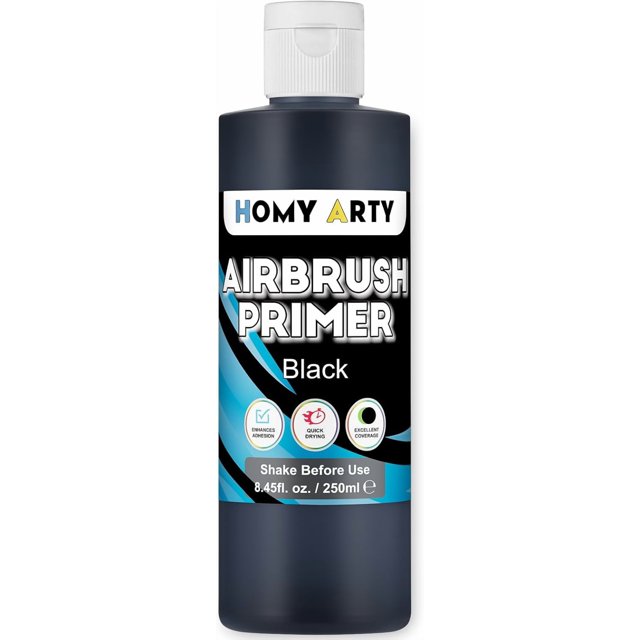 wqlpp-Black Apprêt pour Aérographe - Apprêt Acrylique pour Aérographe, 8.45 fl.oz. Peinture Mate à Séchage Rapide, pour Peinture Acrylique avec une Excellente Adhérence aux Modèles en Plastique, Métal, Toile