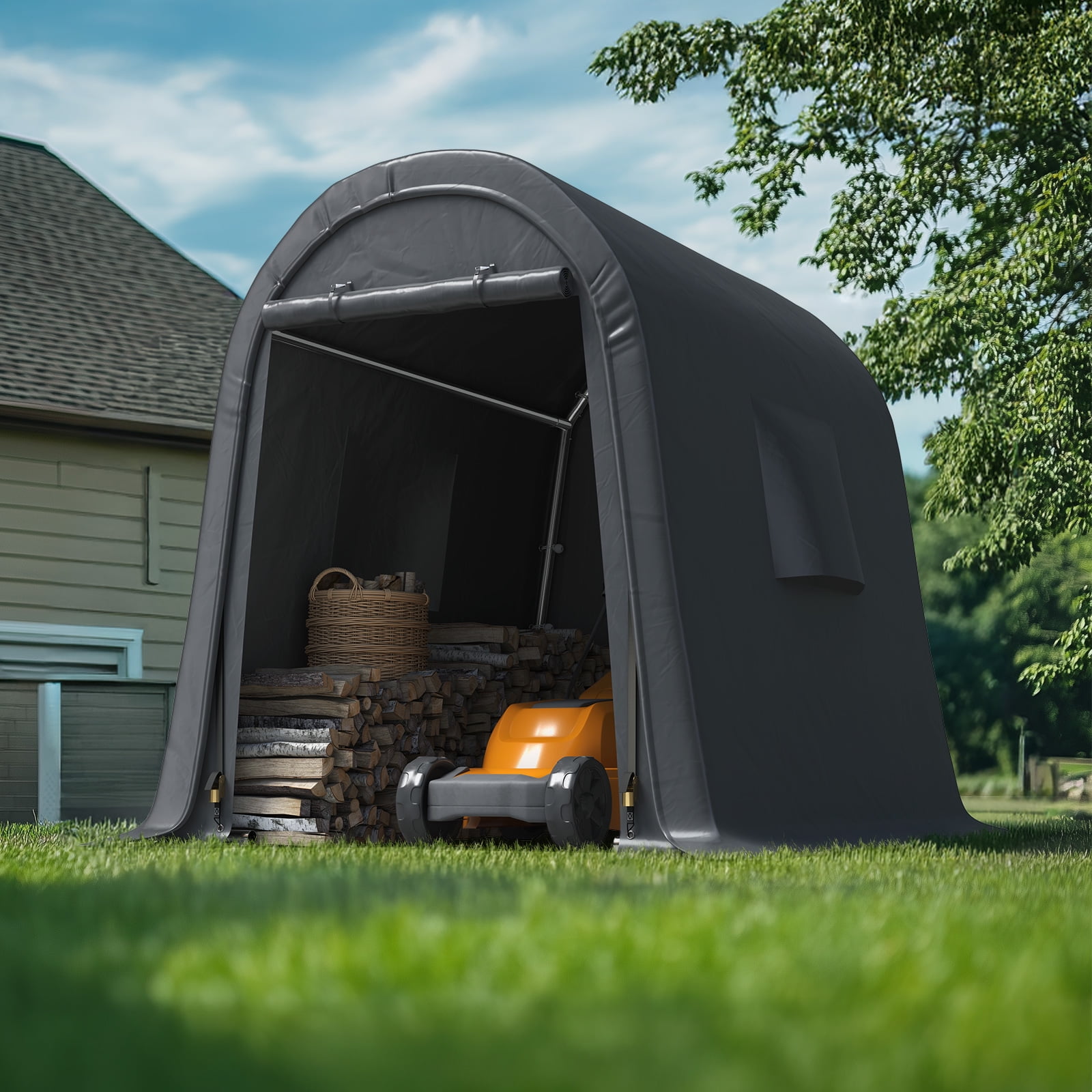 ADVANCE OUTDOOR 6' x 8' x 7.1' Gray Carport