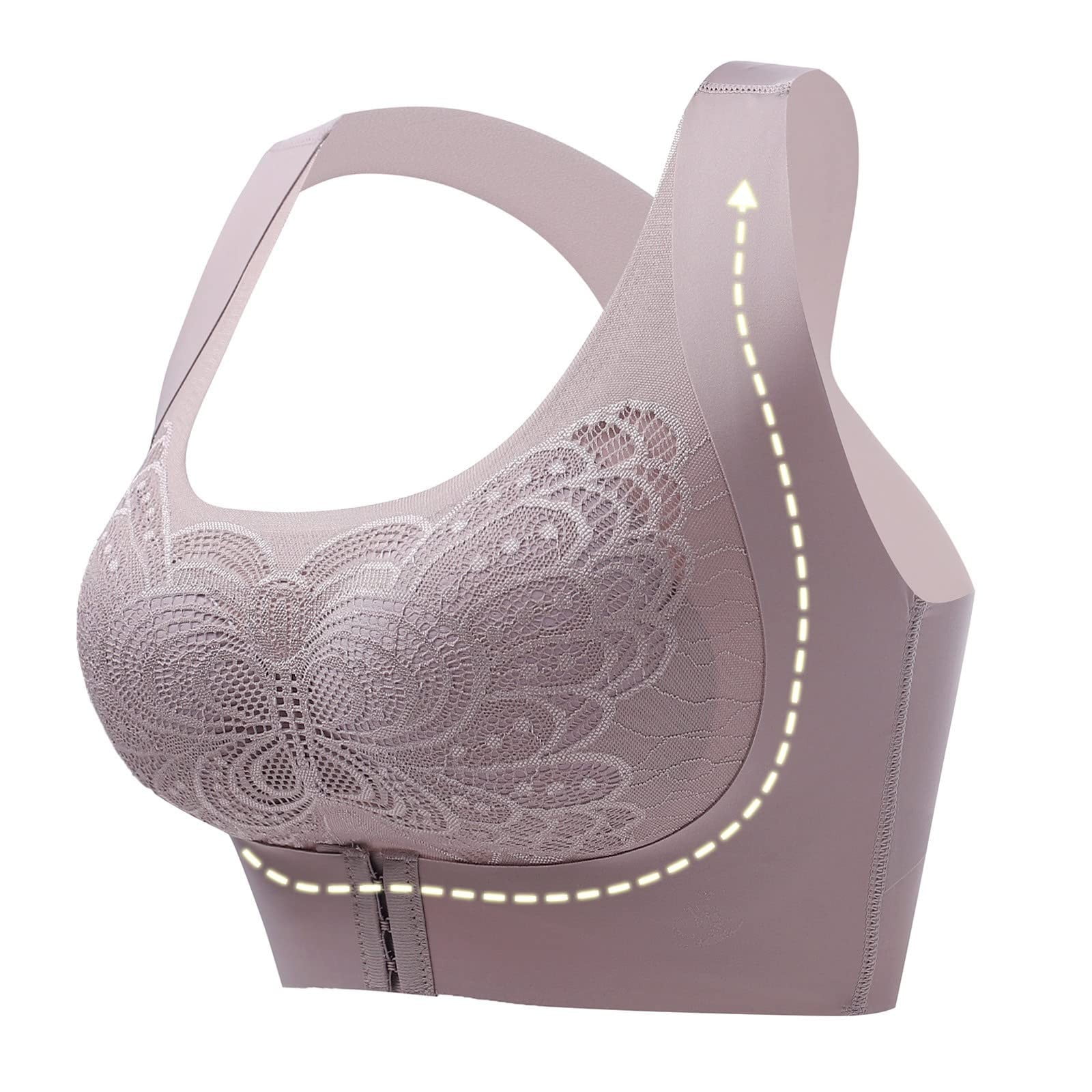 DORKASM Plus Size Front Closure Bras Padded Compression Adjustable Bras for  Older Women Front Closure Bras Pink 38