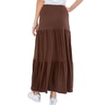 thumbnail image 4 of Pastel by Vivienne Women's Solid Tiered Maxi Skirt Plus Size Brown X-Large, 4 of 4