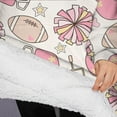 thumbnail image 3 of Oversized Wearable Blanket Hoodie,Pink Football Sherpa Blanket Hoodie with Super Pockets,Super Warm Fuzzy Pullover for Women & Men, 3 of 6