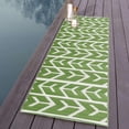thumbnail image 2 of Outdoor Rug - Folded Design - Recycled Plastic Mat for Patio, Camping, Beach, Balcony, Porch, Deck - Weather, Water, Stain, Lightweight, Fade and UV Resistant - Amsterdam Green & Creme, 2 of 5
