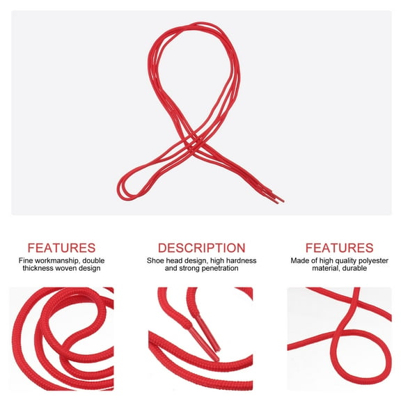 Greenadscape 1 Pair Red Polyester Shoelace For Shoes Accessories 15.7*0.2in