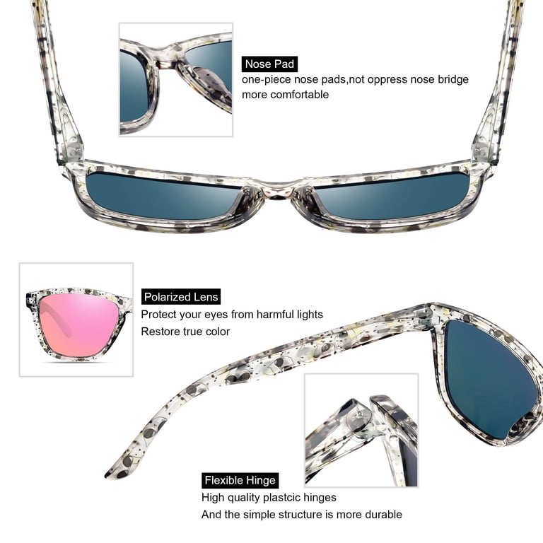 Joopin Retro Polarized Sunglasses Women, Pink Mirrored photo 5