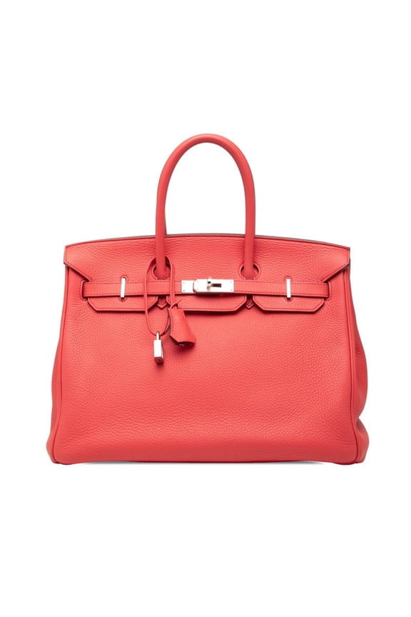 Pre-Owned Hermes Birkin 35 Handbag, O stamp, 2011, Inside stitching, Rouge Tomato, Silver...