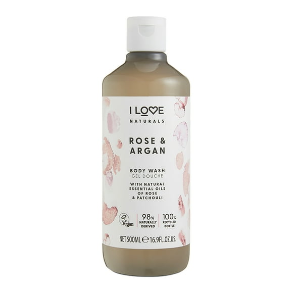 I Love Cosmetics Gel de Baño Naturals, Rosa y Argán, 500 ml