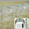 thumbnail image 1 of 5M Plant Covers Set Freeze Protection Sturdy Floating Row Cover with 20 Support Poles Reusable Durable Greenhouse Tunnel for, 1 of 10
