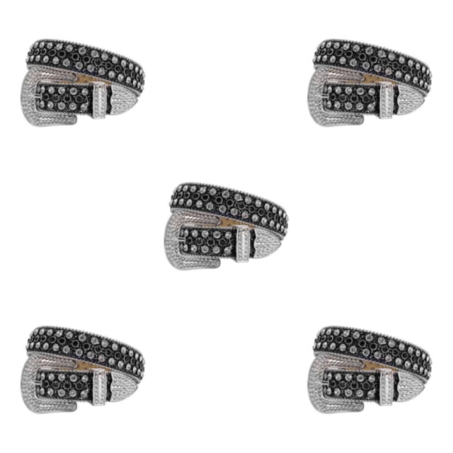 Decodeary Wide Application Rhinestone Belt Western Belt For Parties Bars And Concerts Modify Waist Line Black+White 125cm 5Set