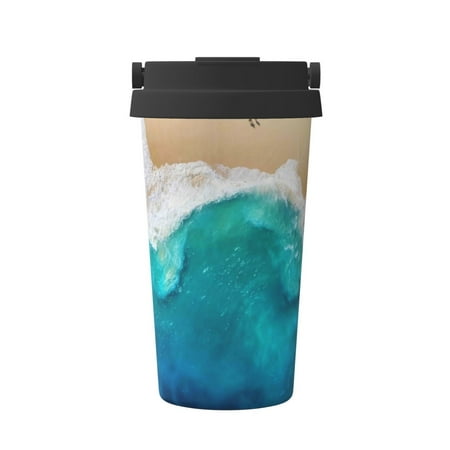 

Susaid Beach Print Coffee Travel Mug Insulated Coffee Mug with Lid Leakproof Coffee Thermos Coffee Tumbler for Hot&Cold Drinks