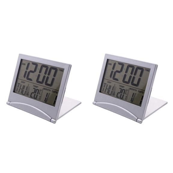2X Digital Travel Alarm Clock Battery Operated Large Number Display Clock with Temperature 12/24H Small Desk Clock