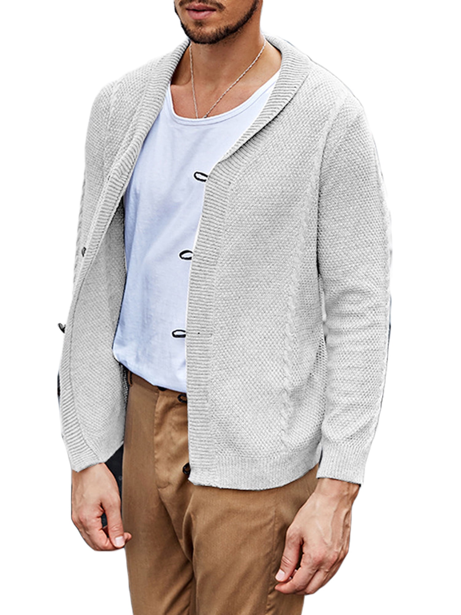 SportsX Mens V-Neck Knitwear Silm Fit Color Block Single-Breasted Open Front Sweaters SportsX Mens V-Neck Knitwear Silm Fit Color Block Single-Breasted Open Front Sweaters