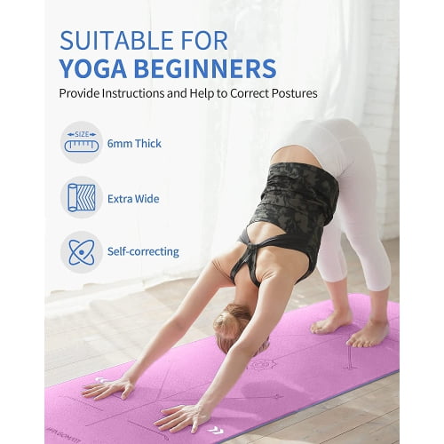 WINGOMART Yoga Mat with Alignment Lines TPE Two Sides Anti