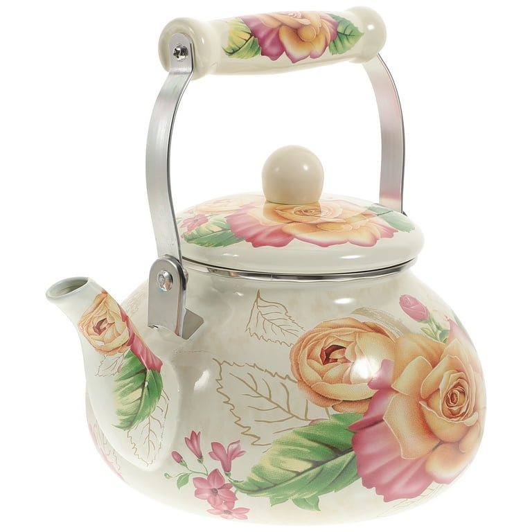 Electric Tea Water Kettle Ceramic Pot With Floral Rose