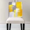 thumbnail image 3 of Yellow Gray Geometric Graffiti Oil Paint Color Block Modern Chair Covers Set of 1 Chair Back Covers Stretch Removable Washable Chairs Slipcovers Chair Protector for Dining Room Kitchen Party Decor, 3 of 5