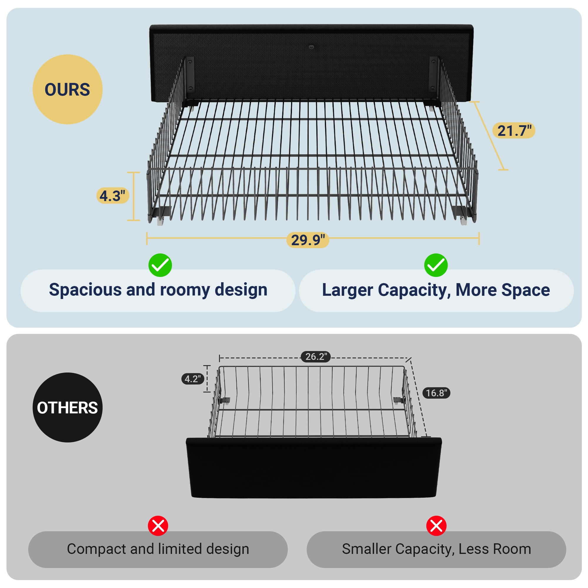 Allewie Modern Queen Size Platform Bed Frame with 4 Storage Drawers and Velvet Upholstered Headboard, Wooden Slats Support, Black