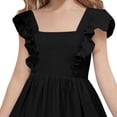 thumbnail image 6 of Yindaity Girls Summer Dresses Girls Dress Summer Ruffle Sleeve Mesh A Line Casual Party Dresses with Pockets for Kids(Black,12-13 Years), 6 of 7