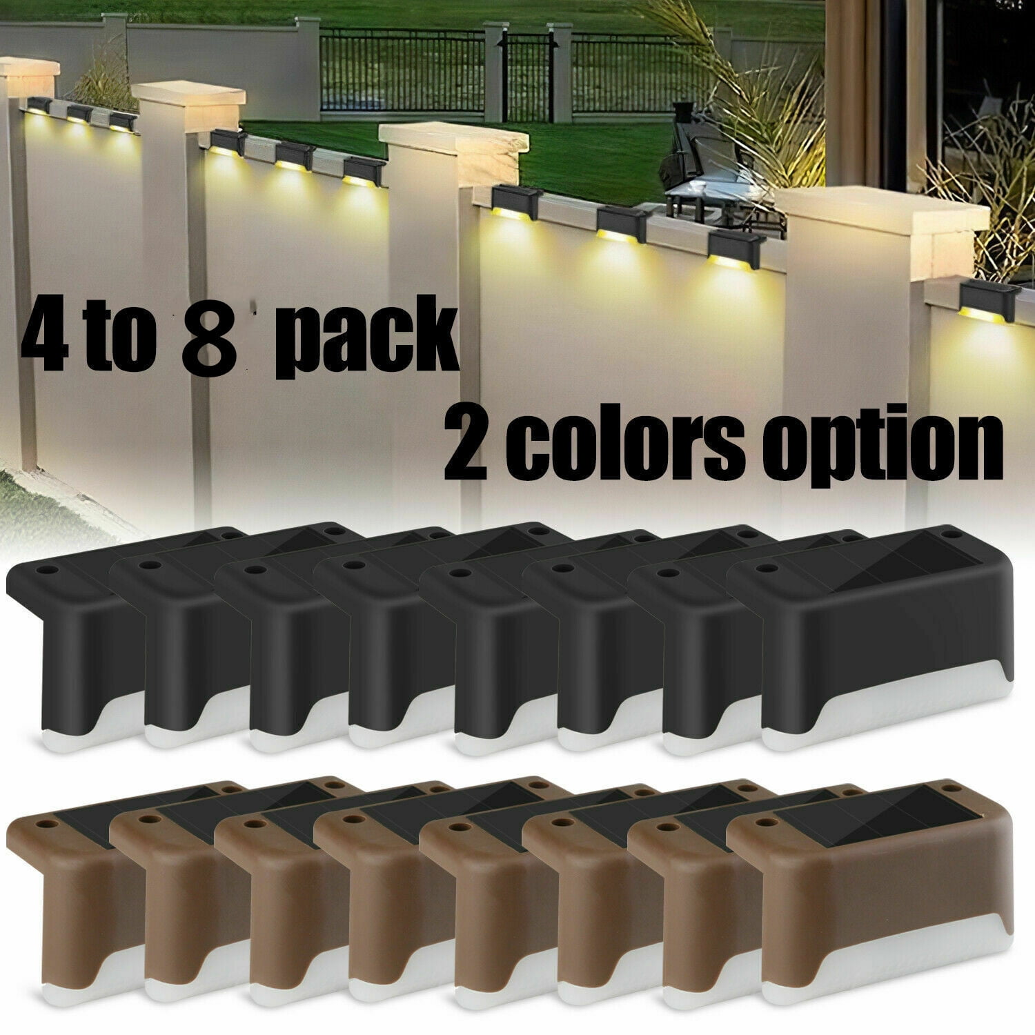 16Pcs Outdoor Lawn Power Deck Light LED Garden Yard Patio Stair Step Fence Lamp 