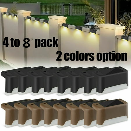 

Solar Deck Lights Outdoor 4 Pack Solar Step Lights Waterproof Led Solar Lights for Outdoor Stairs Step Fence Railing Yard and Patio Cool White