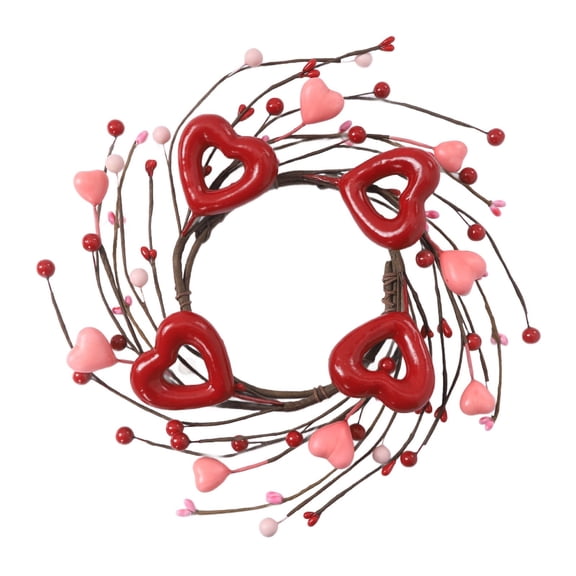 Valentine's Day Candle Ring Floral Centerpiece With Flickering LED Lights For Creative Easter St. Patrick's Day Wreath Decorations Pink 30cm