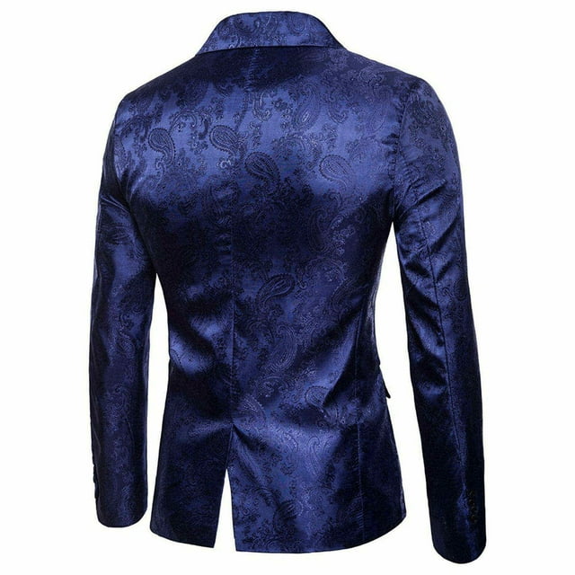 Haut de Complet Ajusté à un Bouton pour Homme, Style Court, Motif Grain Foncé