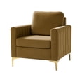 thumbnail image 2 of Tina's Home Velvet Upholstered Club Accent Chair Lounge Armchair Single Sofa Removable Backrest Golden Legs Home Living Room Bedroom Gloden, 2 of 8
