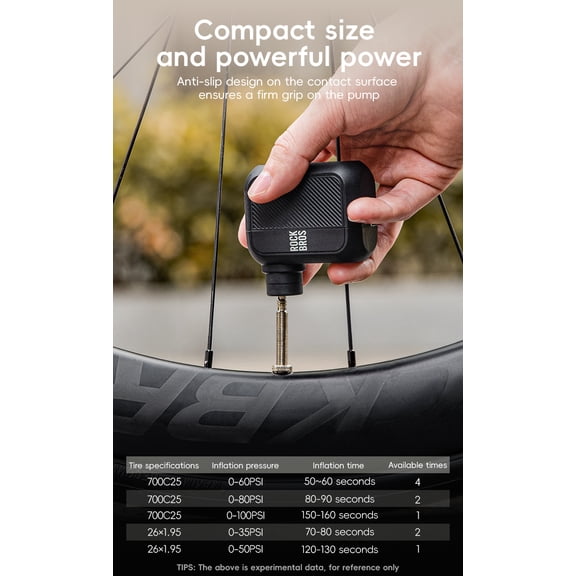 Portable Electric Air Pump 100PSI Bicycle Tire Inflator Air Compressor,Black