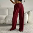 thumbnail image 5 of biudgviw Women's Wide Leg Pants for Fall Casual Ribbed Knit Baggy Lounge Pants Comfy Elastic Waisted Drawstring Pants with Pockets, 5 of 5